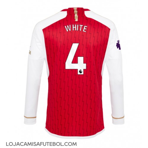 Camisa de Futebol Arsenal Benjamin White #4 Equipamento Principal 2023-24 Manga Comprida